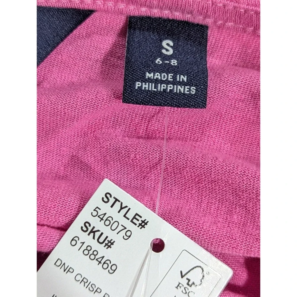 Lands' End Womens Pink V‎ Neck Tunic Lagenlook Linen Blend Shirt Size Small